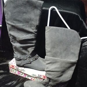 Kohl's Charcoal Over the Knee Boots with Studded Strap